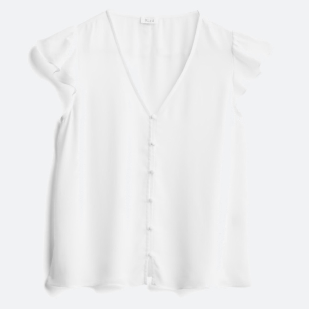 Bird, Flutter Sleeve, Front Button Blouse, XXL
